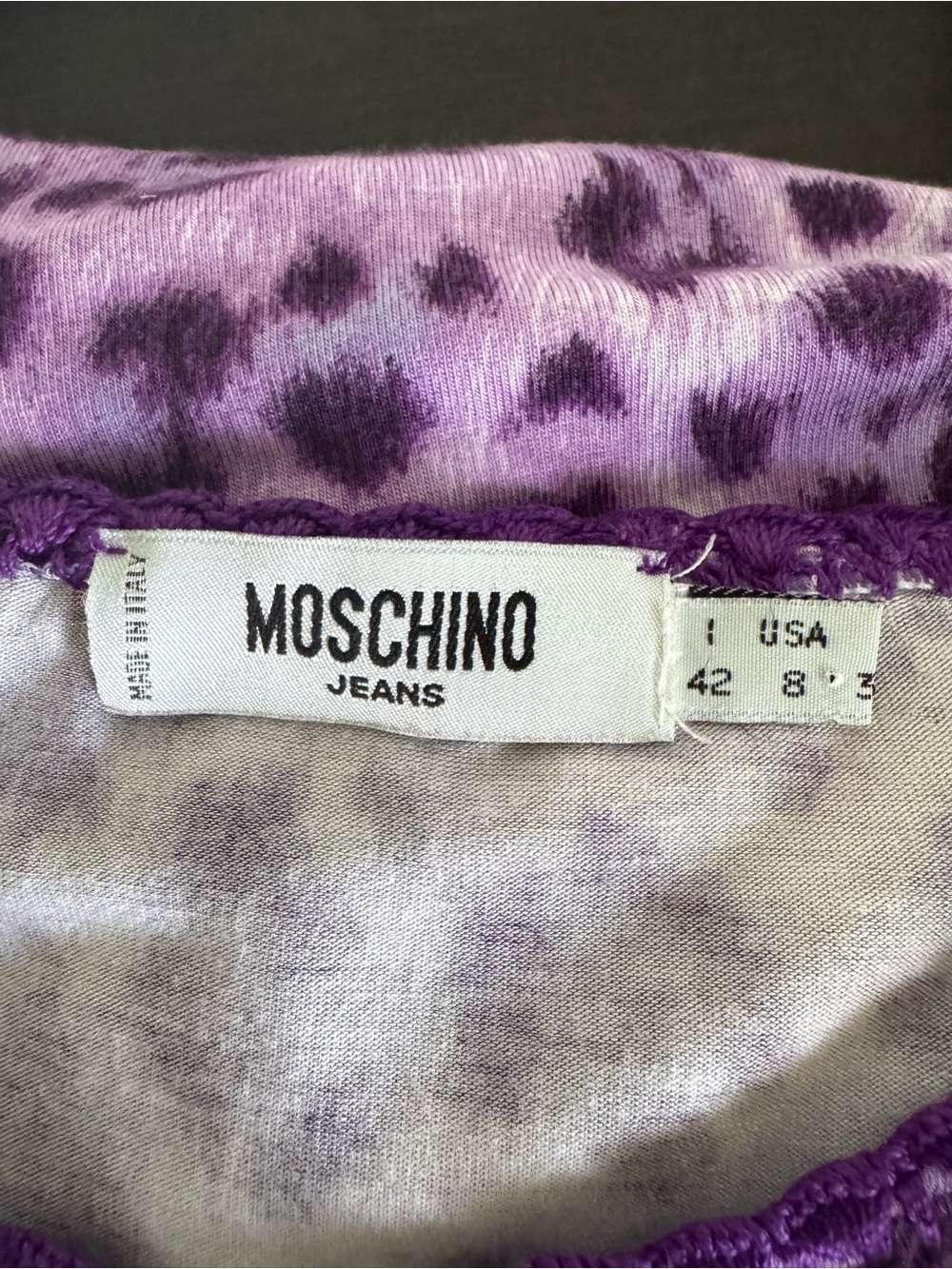 MOSCHINO Jeans Purple Leopard Print Cardigan 6/42 - Picture 5 of 5